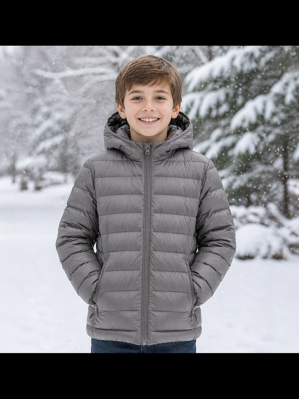 EDDIE BAUER Kids Puffer Jacket - Gray, Size 14 (L), EUC